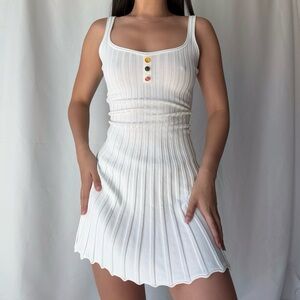 Nana Jacqueline White Rib Knit Mini Dress in White